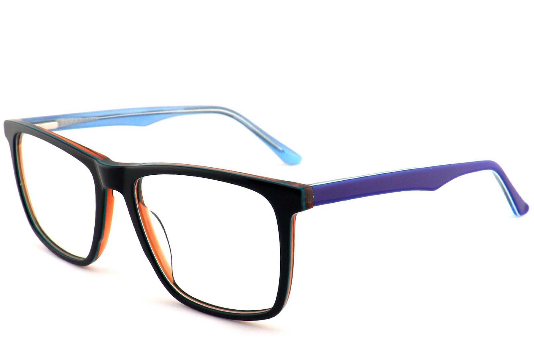 Lunettes rectangulaires en acétate noir #BS2012-0731