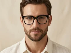 Rectangular Black Acetate Glasses #BS2012-0761