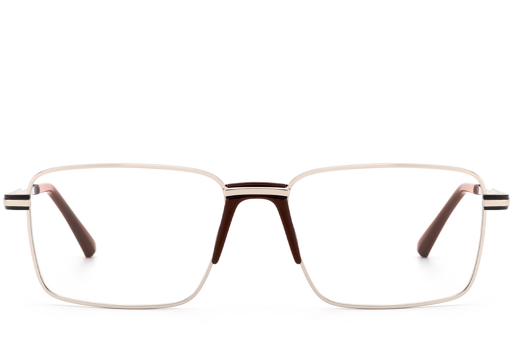 BS2012-1012_Golden_Rectangular_Metal_Glasses_front