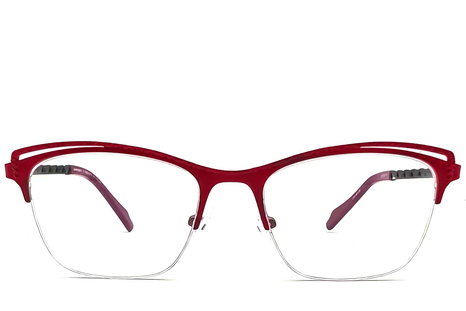BS2012-1134_Red_Semi-rimless_Metal_Glasses_front