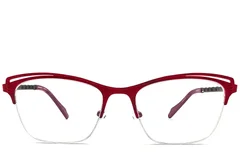 BS2012-1134_Red_Semi-rimless_Metal_Glasses_front
