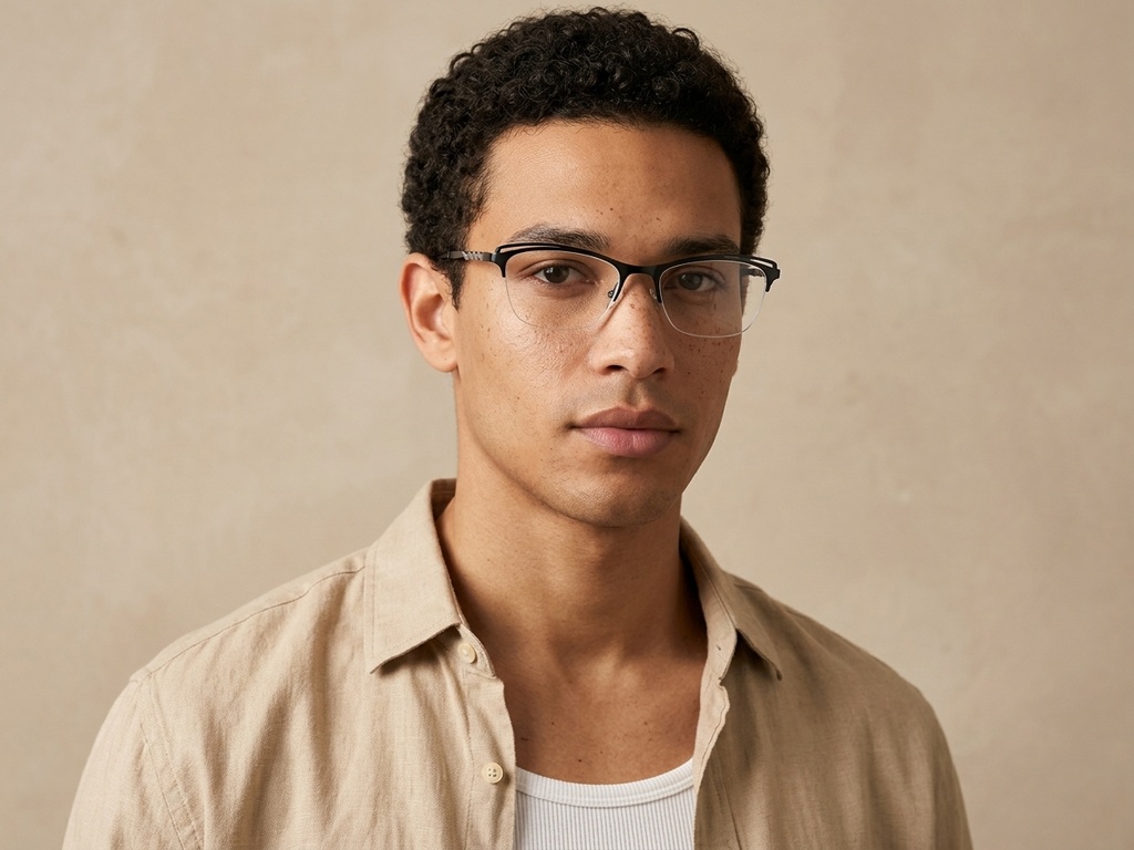 BS2012-1135_Black_Semi-rimless_Metal_Glasses-tryon_male