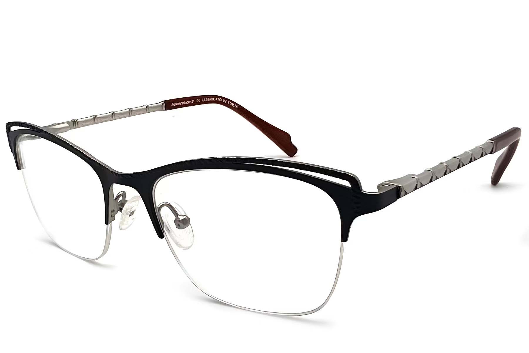 Gafas de metal negro con montura semi al aire #BS2012-1135