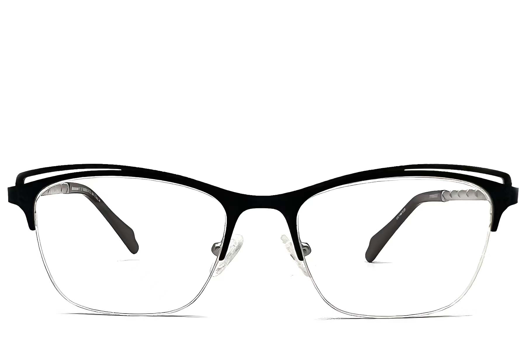 BS2012-1135_Black_Semi-rimless_Metal_Glasses_front