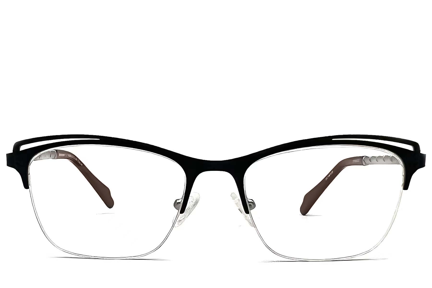 BS2012-1135_Black_Semi-rimless_Metal_Glasses_front