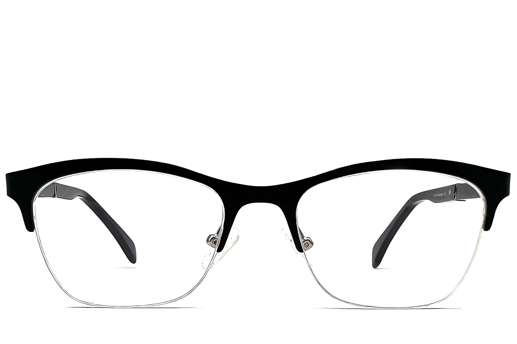 BS2012-1143_Black_Semi-rimless_Metal_Glasses_front
