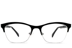 BS2012-1143_Black_Semi-rimless_Metal_Glasses_front