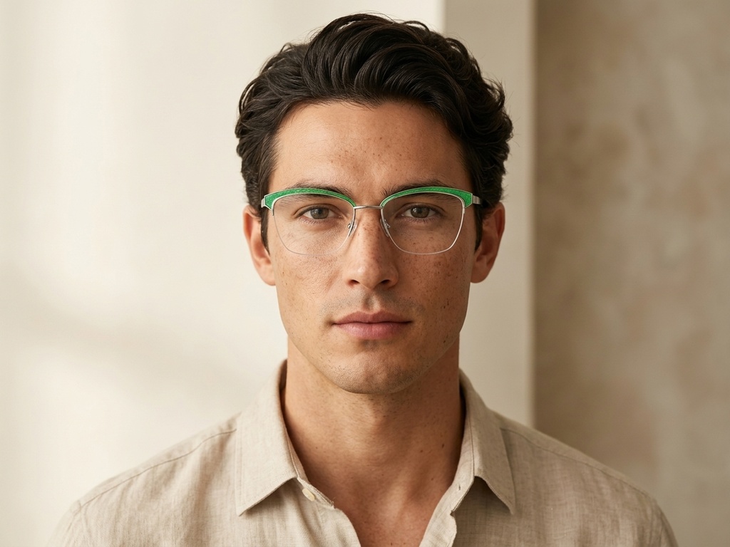 BS2012-1144_Green_Semi-rimless_Metal_Glasses-tryon_male