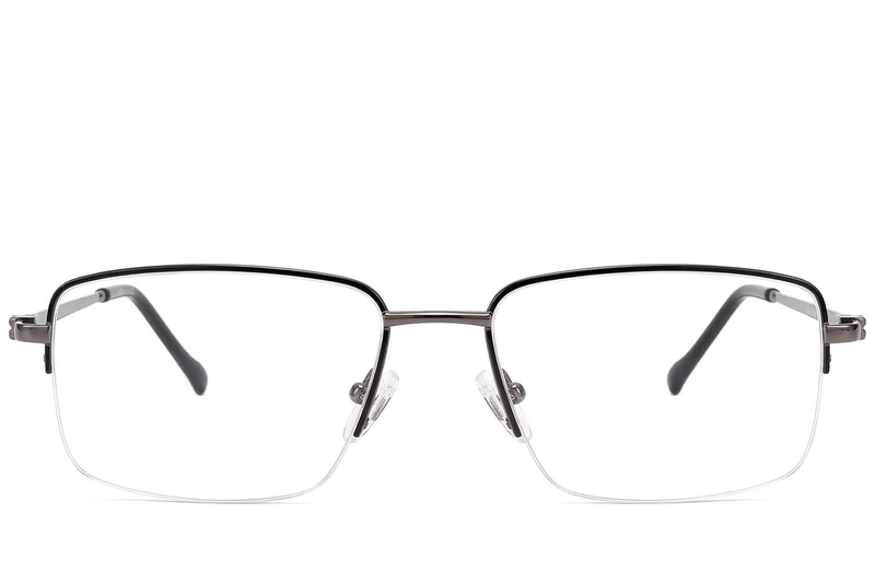 BS2012-1457_Black_Semi-rimless_Metal_Glasses_front