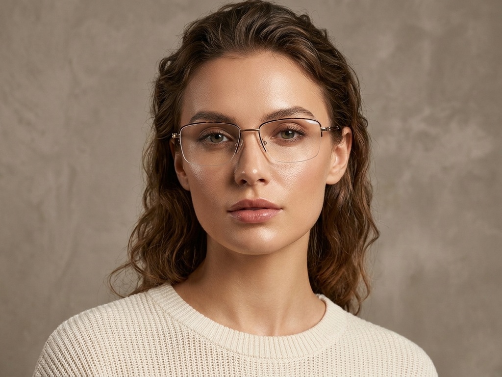 BS2012-1460_Golden_Semi-rimless_Metal_Glasses_corner-tryon_female
