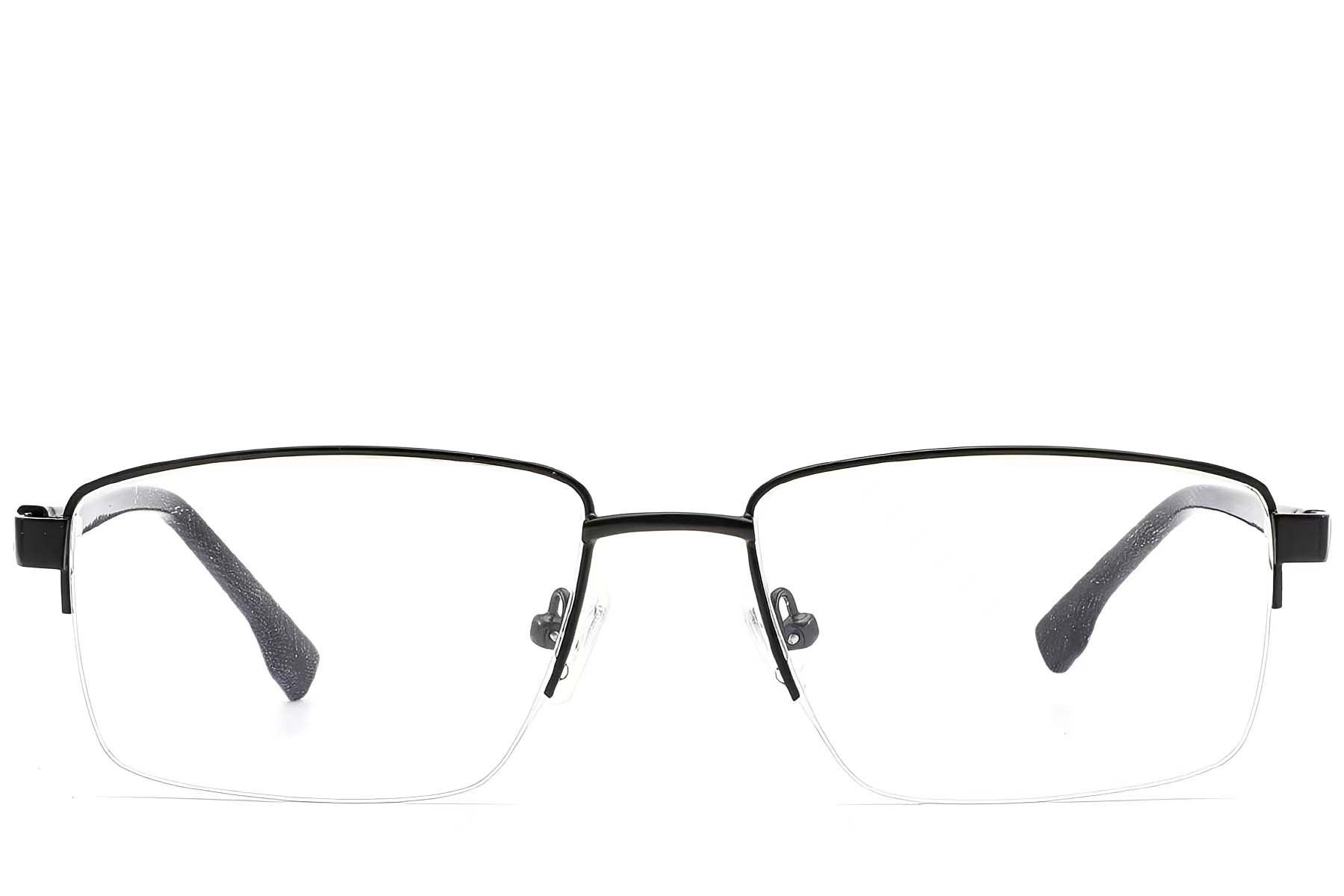 BS2012-1593_Black_Semi-rimless_Metal_Glasses_front