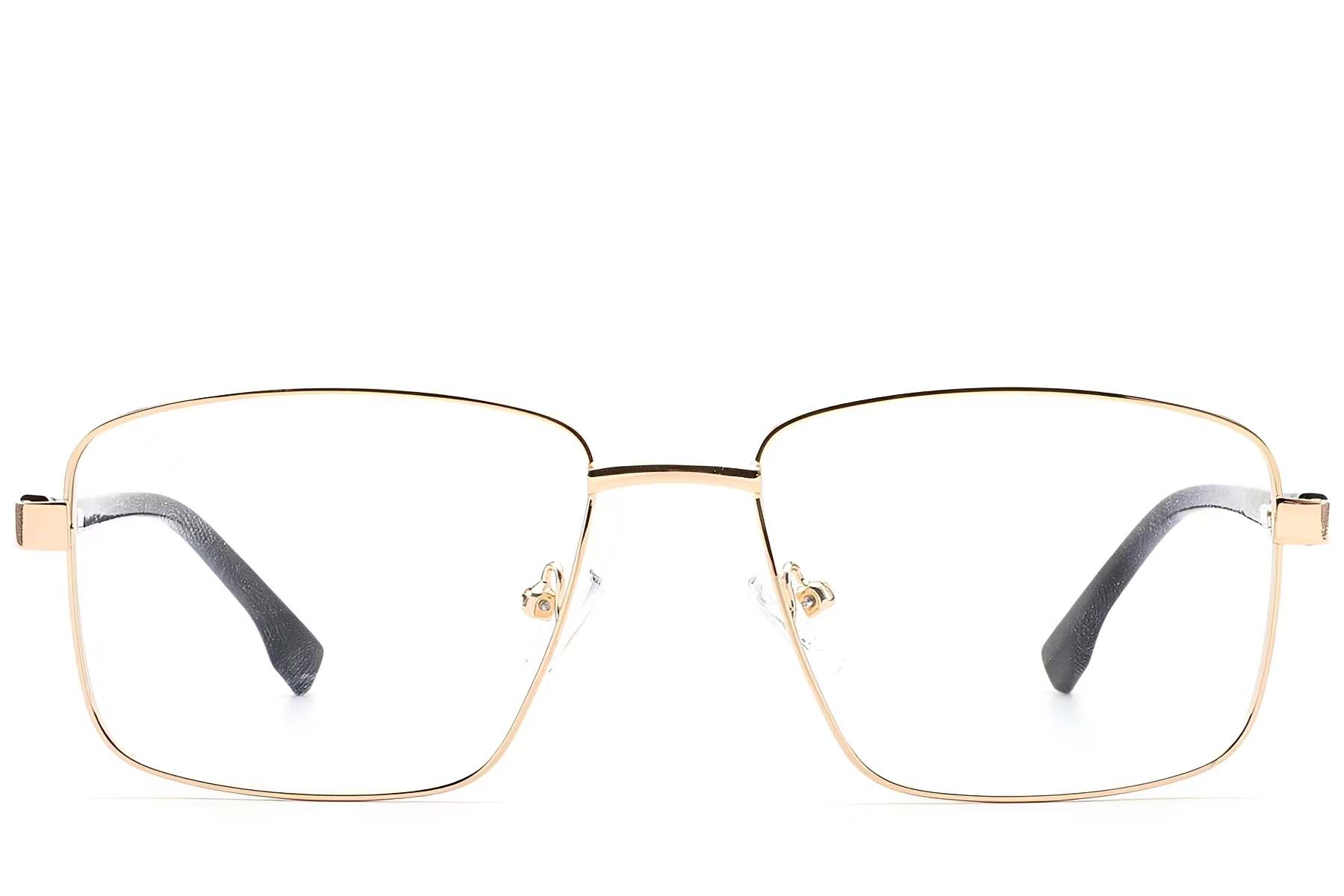 BS2012-1601_Golden_Rectangular_Metal_Glasses_front