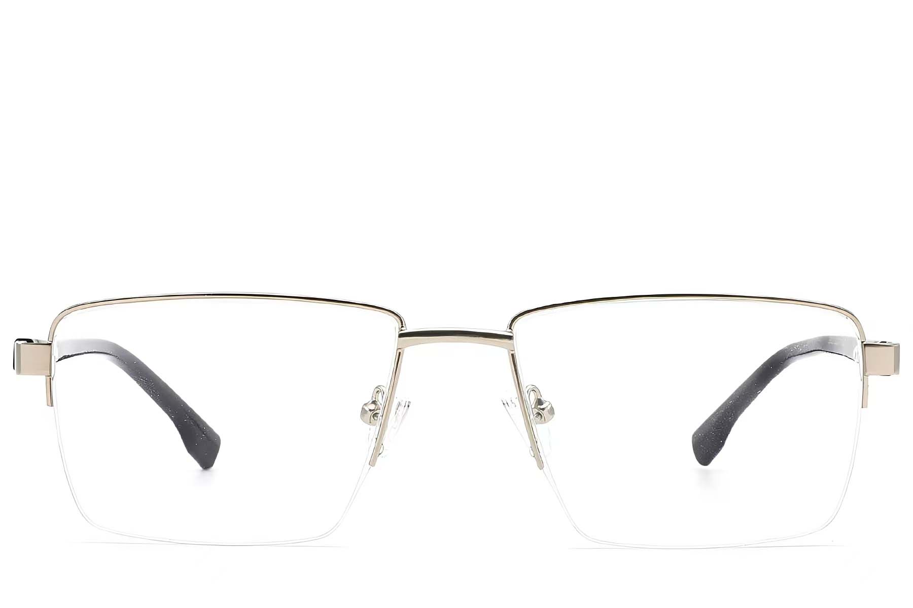BS2012-1609_Silver_Semi-rimless_Metal_Glasses_front