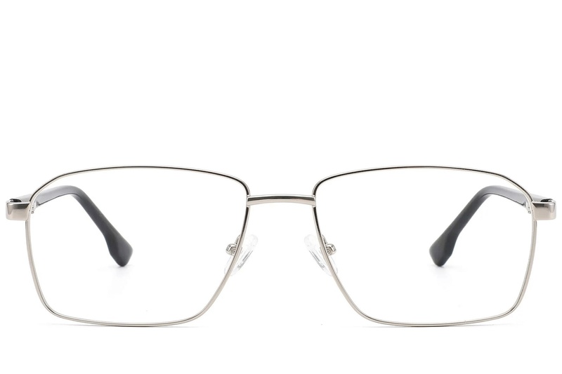 BS2012-1621_Silver_Rectangular_Metal_Glasses_front