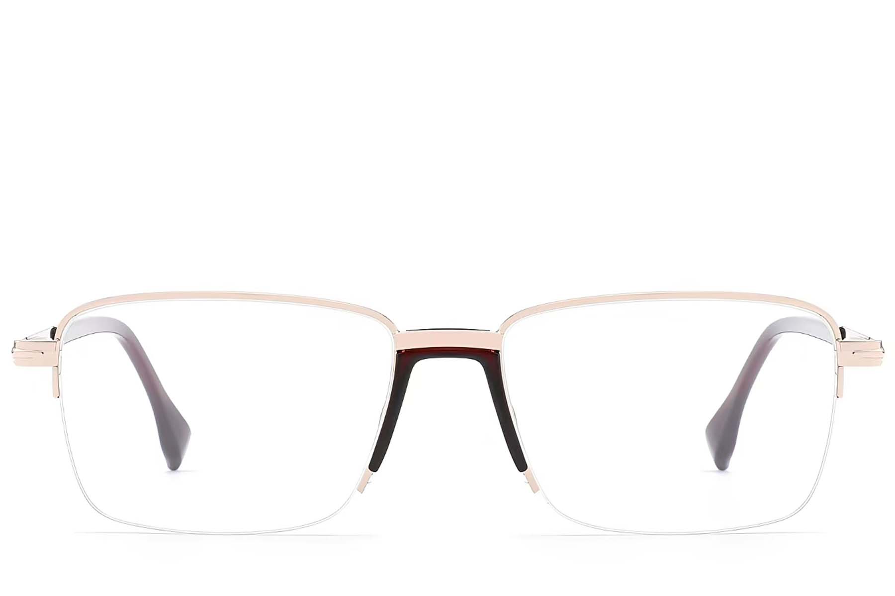 BS2012-1629_Golden_Semi-rimless_Metal_Glasses_front