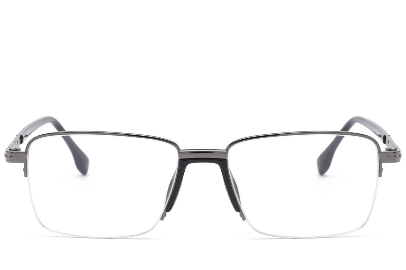 BS2012-1630_Grey_Semi-rimless_Metal_Glasses_front