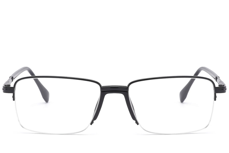 BS2012-1631_Black_Semi-rimless_Metal_Glasses_front