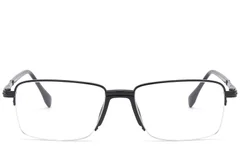 BS2012-1631_Black_Semi-rimless_Metal_Glasses_front