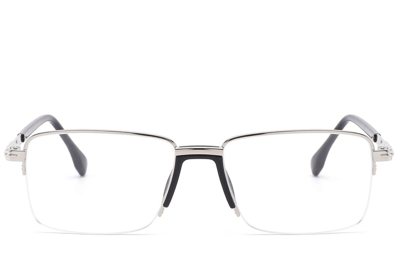 BS2012-1632_Silver_Semi-rimless_Metal_Glasses_front
