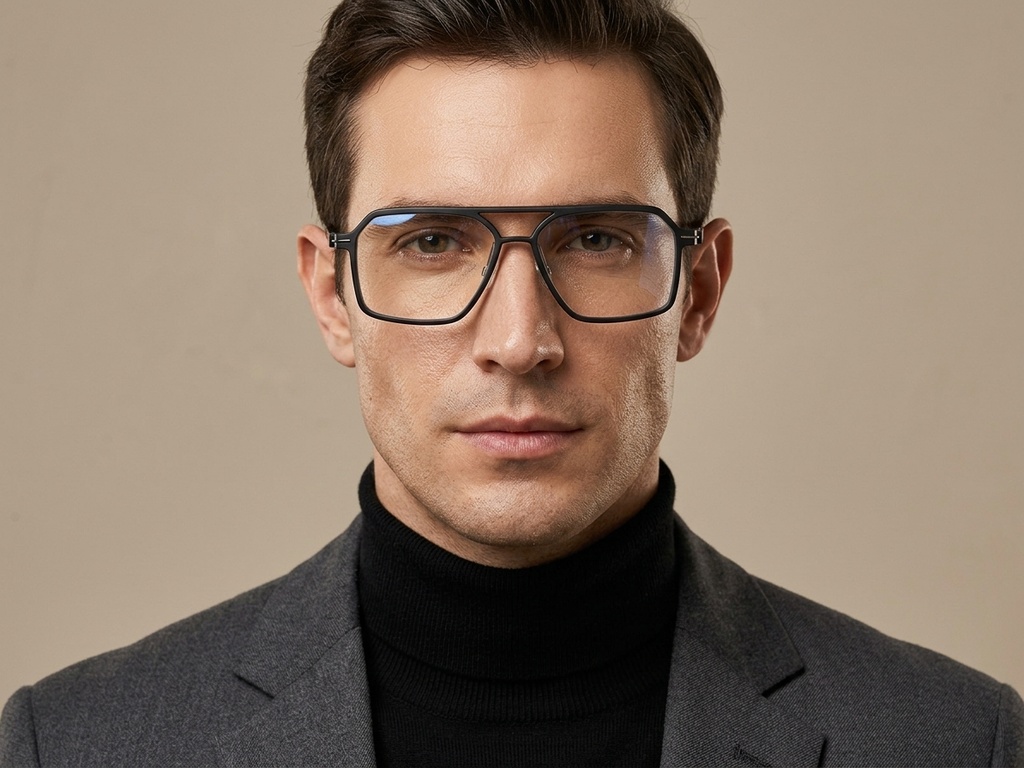 BS2012-1646_Black_Aviator_Titanium_Glasses_corner-tryon_male