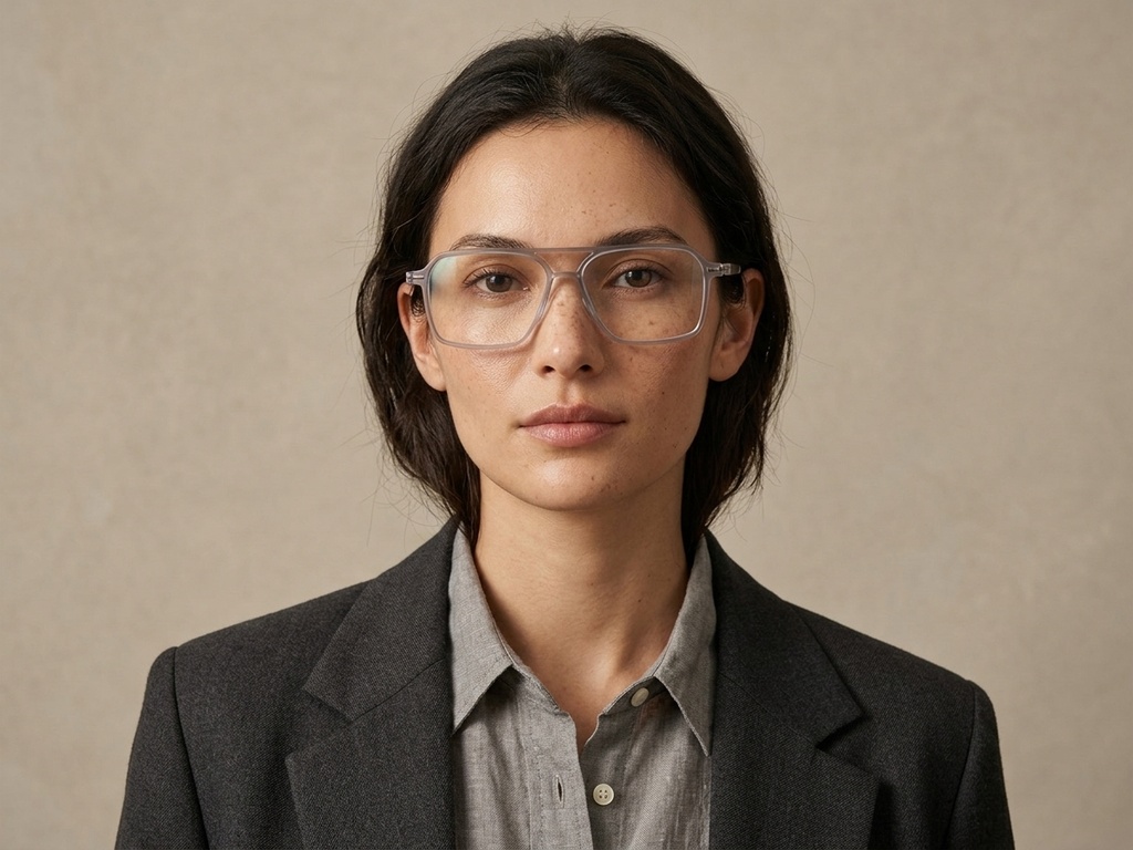 BS2012-1647_Grey_Aviator_Titanium_Glasses_corner-tryon_female