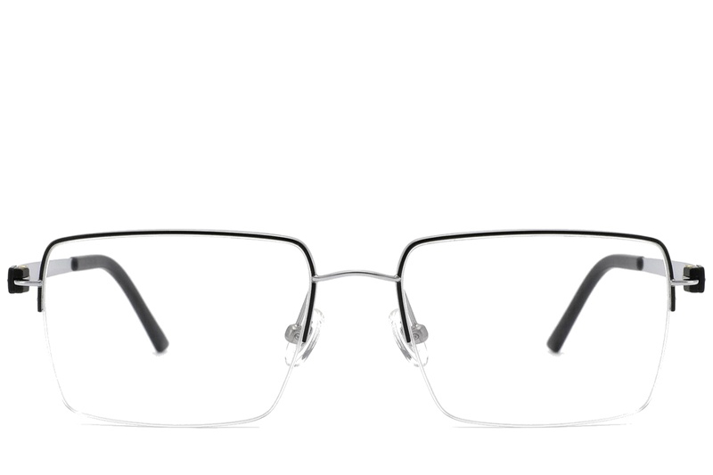 BS2012-1660_Black_Semi-rimless_Titanium_Glasses_corner-front