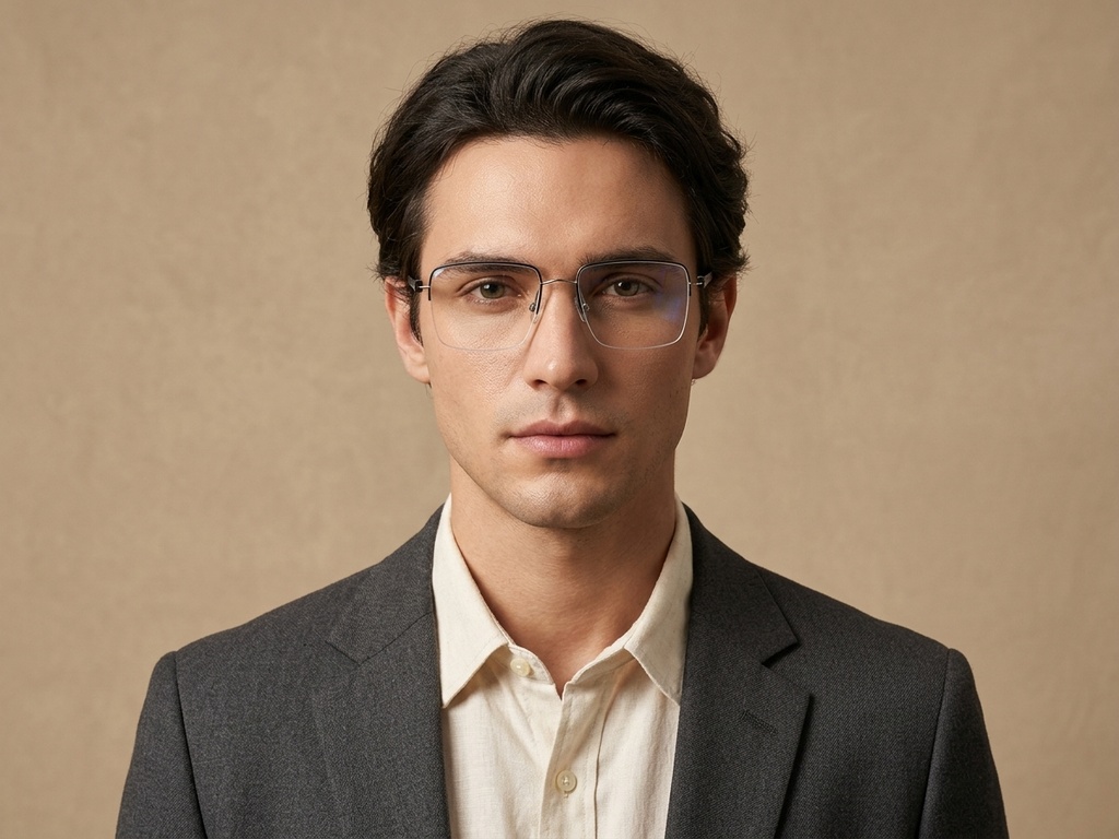 BS2012-1660_Black_Semi-rimless_Titanium_Glasses_corner-tryon_male