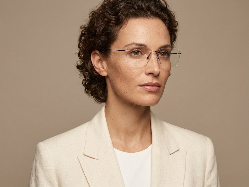 BS2012-1666_Brown_Invisible_Titanium_Glasses_corner-tryon_female
