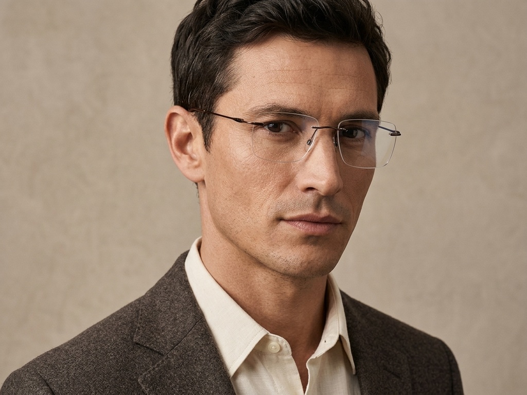 BS2012-1666_Brown_Invisible_Titanium_Glasses_corner-tryon_male