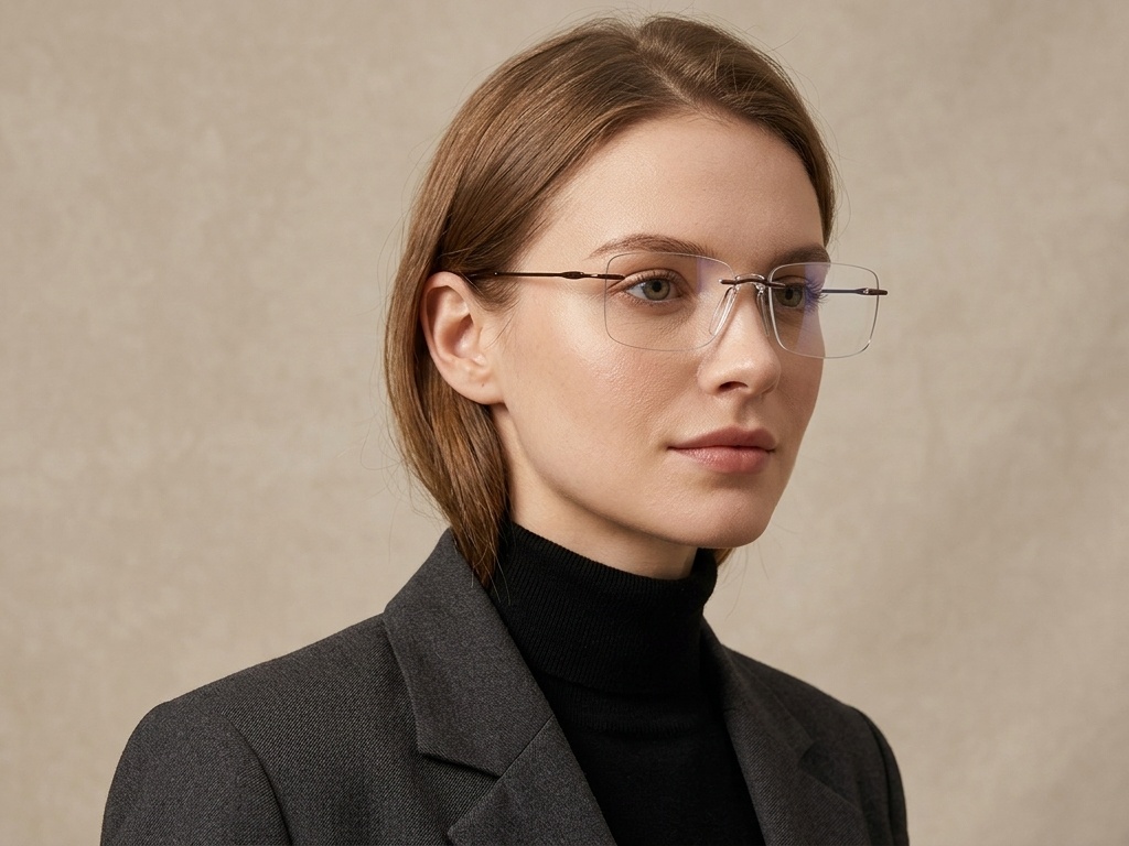 BS2012-1677_Brown_Invisible_Titanium_Glasses_corner-tryon_female