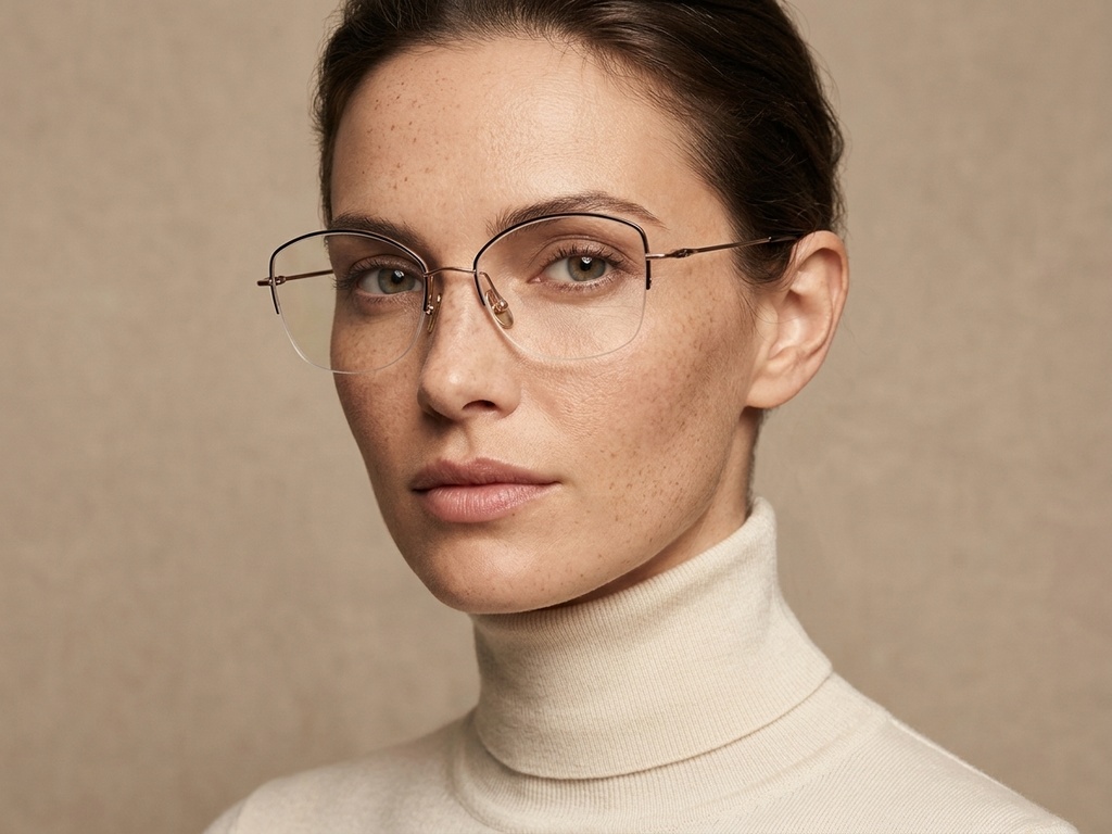 BS2012-1679_Black_Semi-rimless_Titanium_Glasses_corner-tryon_female