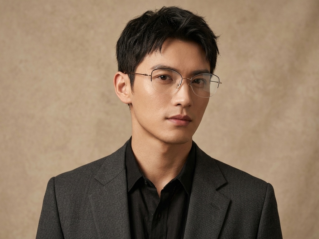 BS2012-1679_Black_Semi-rimless_Titanium_Glasses_corner-tryon_male