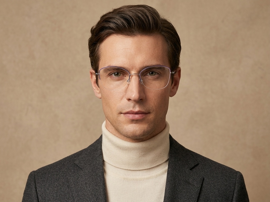 BS2012-1681_Purple_Semi-rimless_Titanium_Glasses-tryon_male
