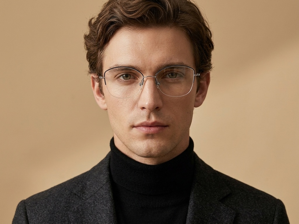 BS2012-1683_Black_Semi-rimless_Titanium_Glasses_corner-tryon_male