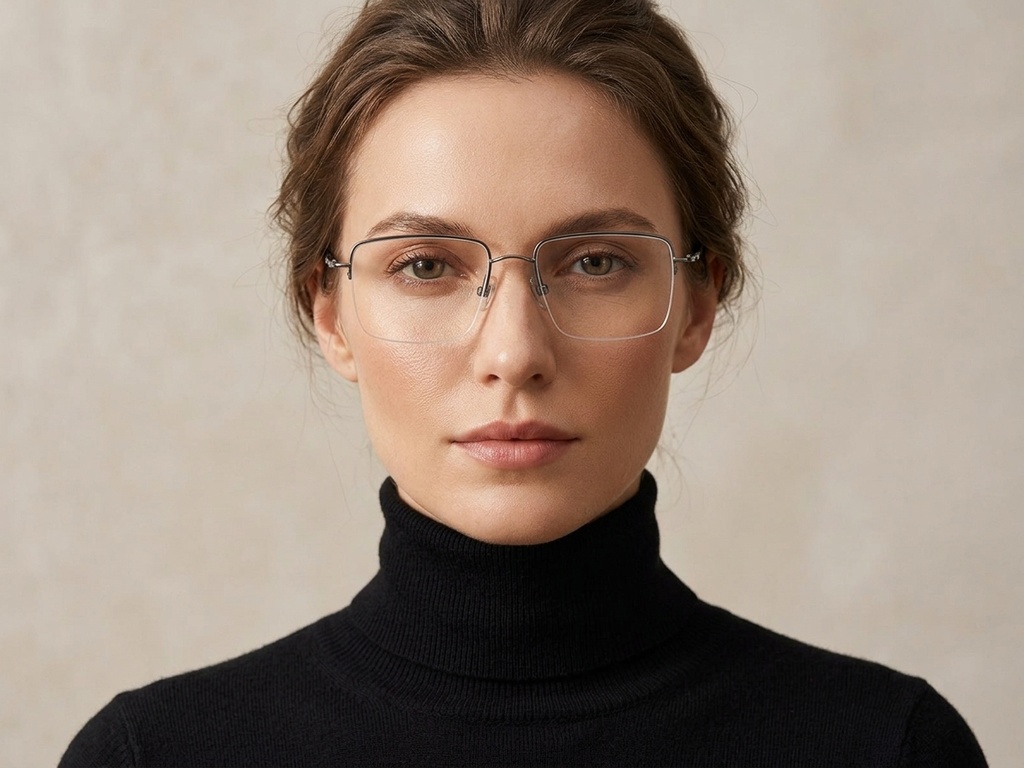 BS2012-1692_Grey_Semi-rimless_Titanium_Glasses_corner-tryon_female