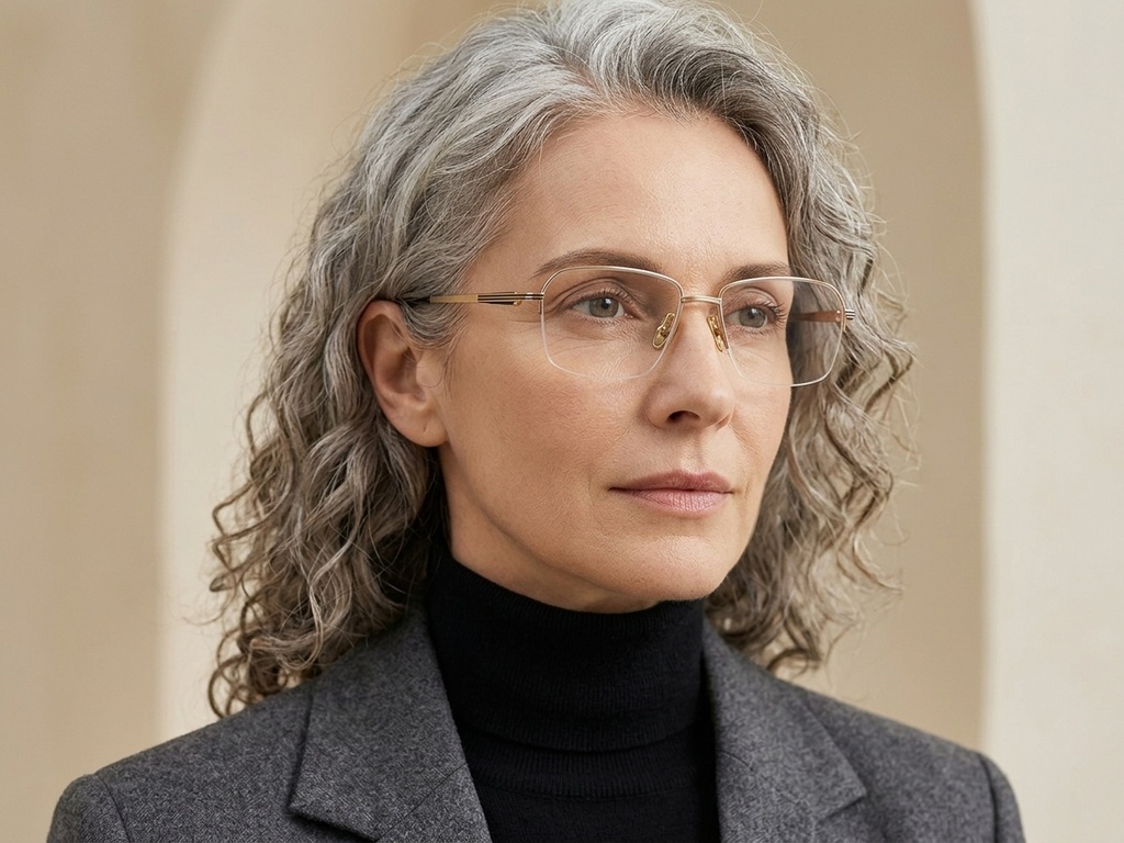 BS2012-1715_Golden_Semi-rimless_Titanium_Glasses_corner-tryon_female