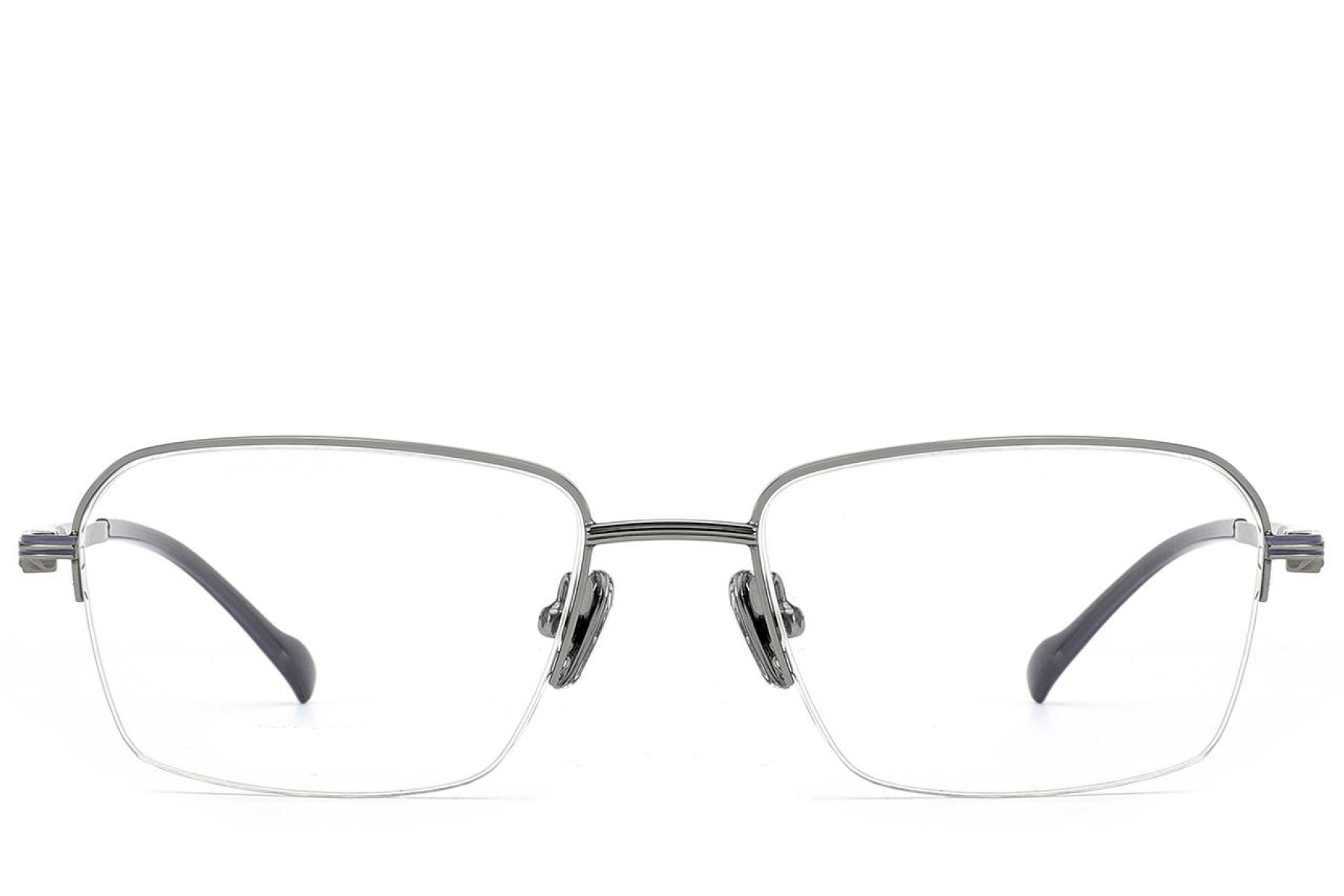 BS2012-1718_Grey_Semi-rimless_Titanium_Glasses_front
