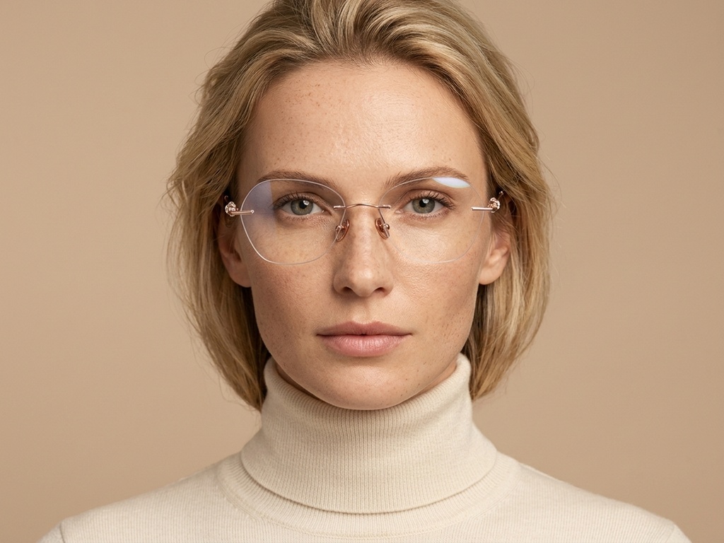 BS2012-1749_Pink_Invisible_Titanium_Glasses_corner-tryon_female