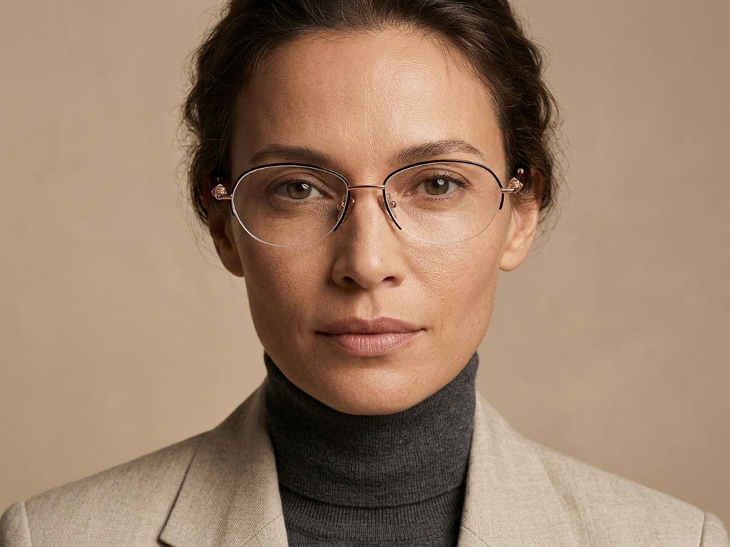 BS2012-1754_Black_Semi-rimless_Titanium_Glasses-tryon_female