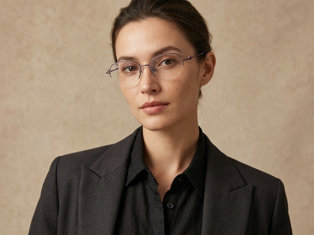 BS2012-1756_Purple_Semi-rimless_Titanium_Glasses_corner-tryon_female
