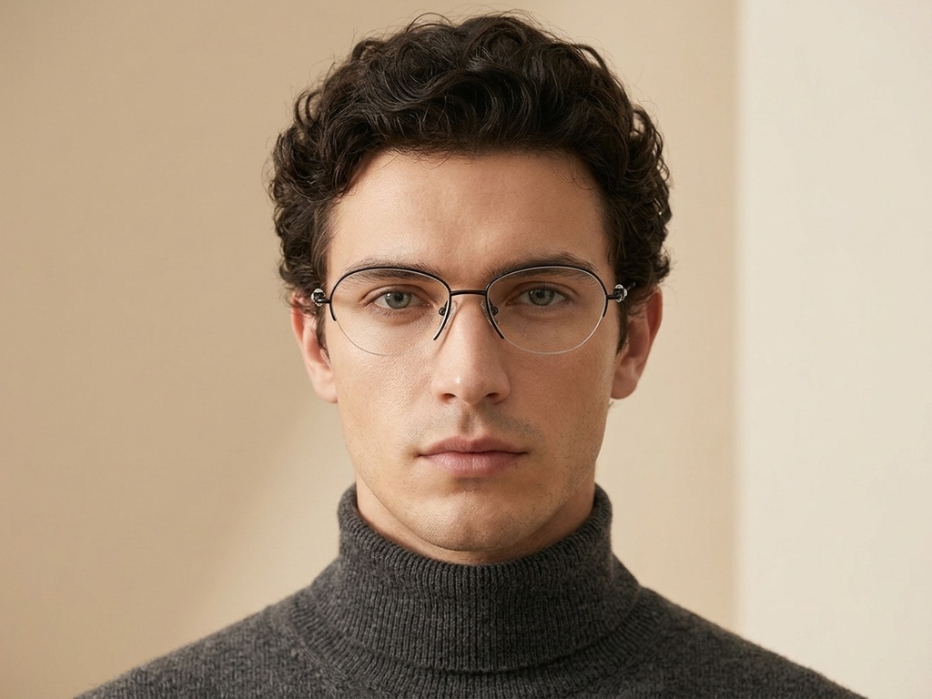 BS2012-1758_Black_Semi-rimless_Titanium_Glasses_corner-tryon_male