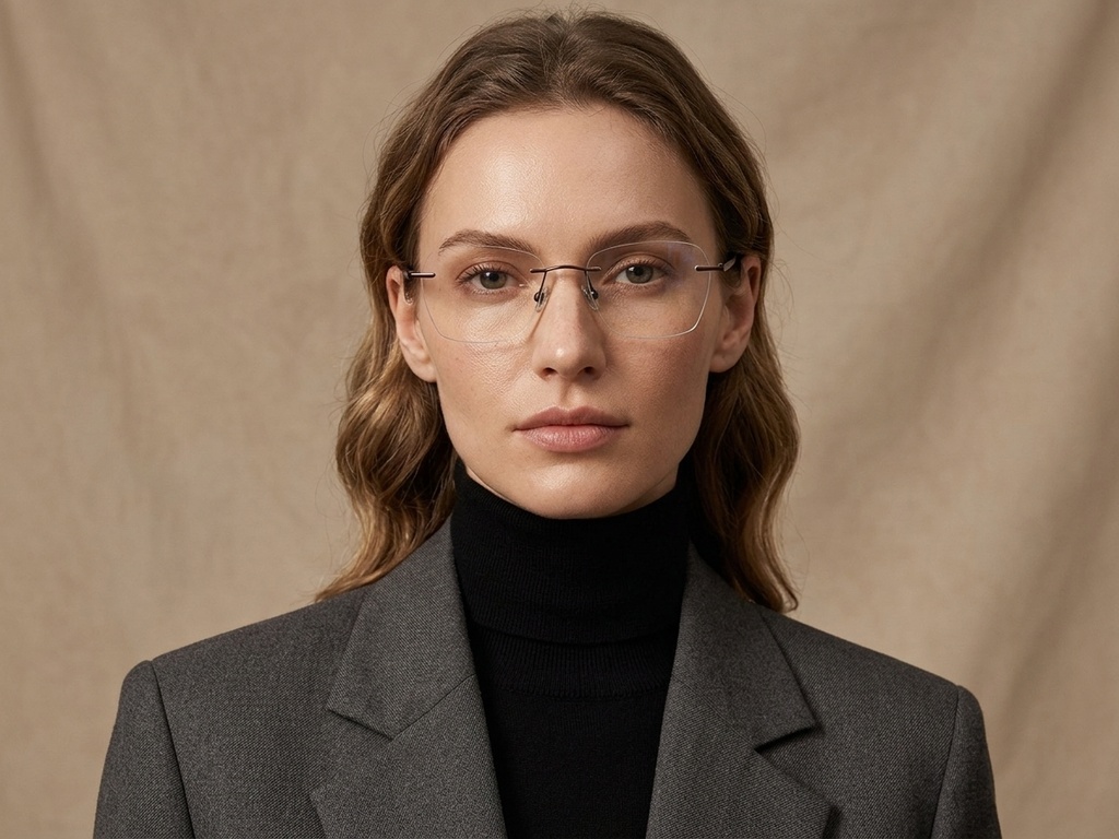 BS2012-1760_Brown_Invisible_Titanium_Glasses_corner-tryon_female