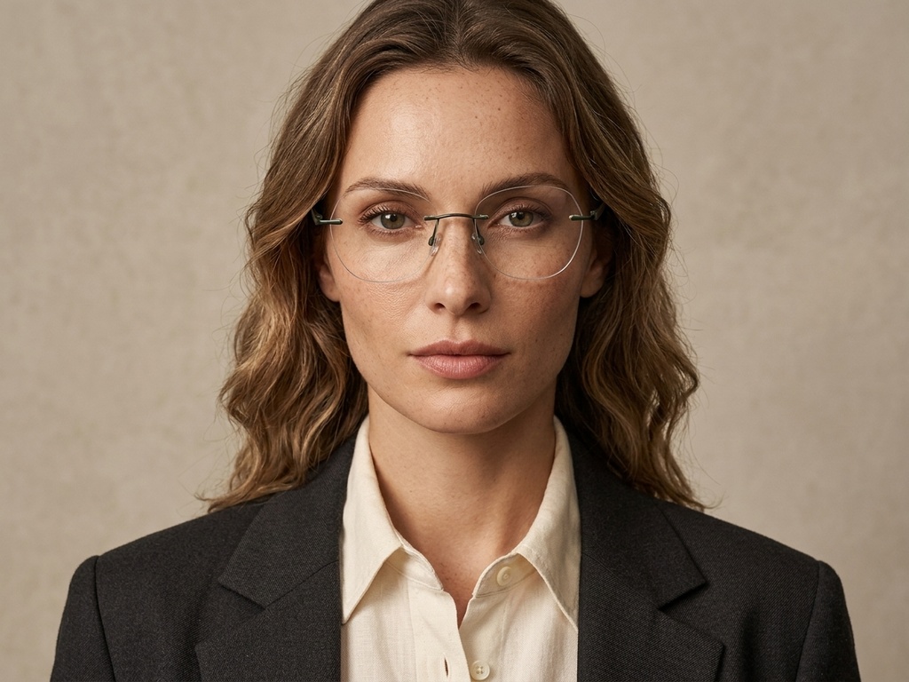BS2012-1767_Green_Invisible_Titanium_Glasses_corner-tryon_female