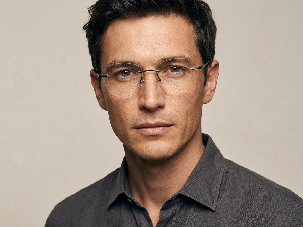 BS2012-1767_Green_Invisible_Titanium_Glasses_corner-tryon_male