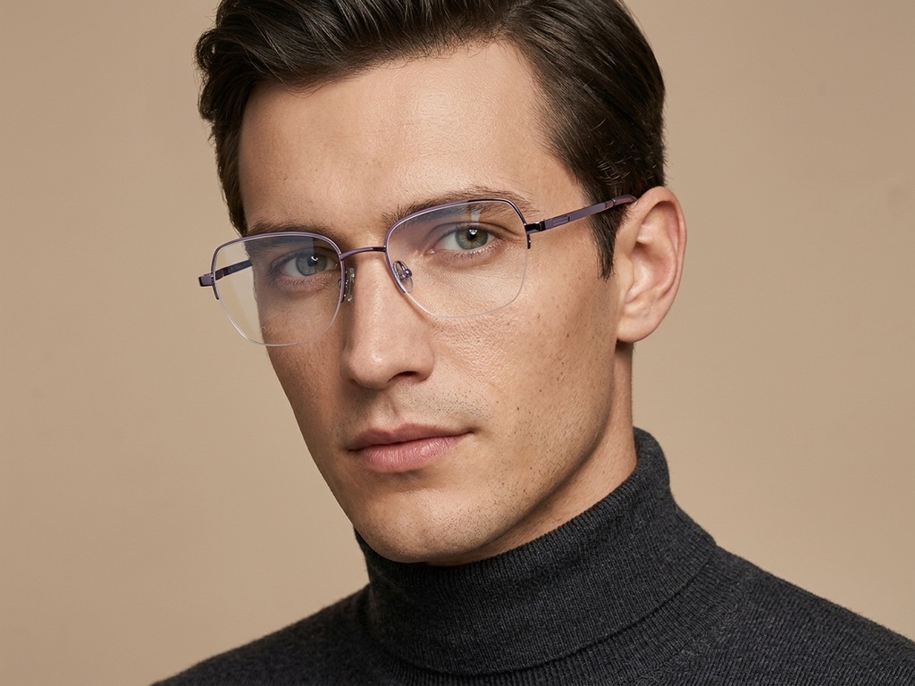 BS2012-1772_Purple_Semi-rimless_Titanium_Glasses-tryon_male
