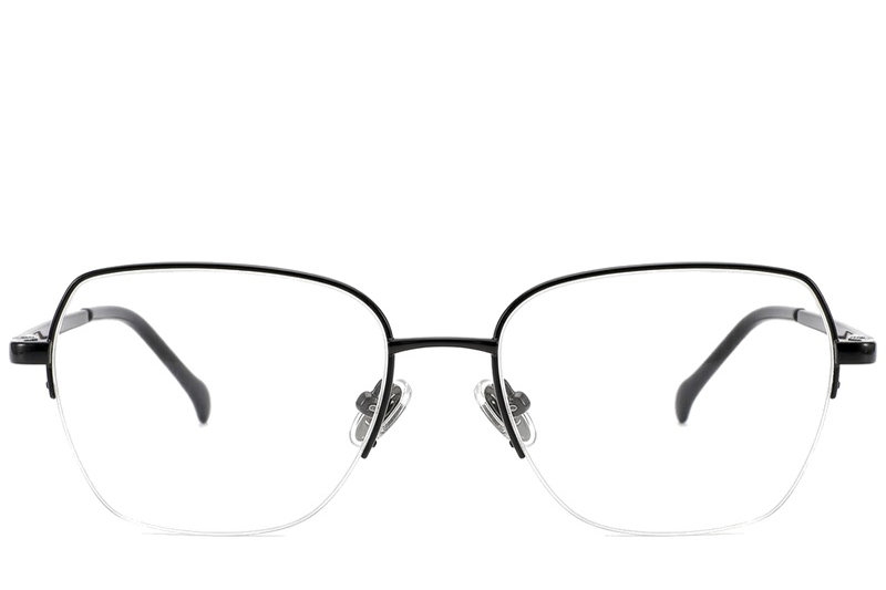 BS2012-1773_Black_Semi-rimless_Titanium_Glasses_corner-front