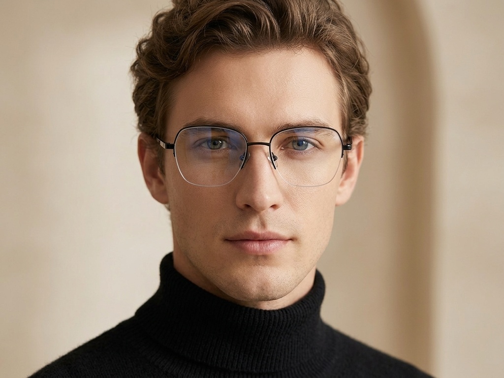 BS2012-1773_Black_Semi-rimless_Titanium_Glasses_corner-tryon_male