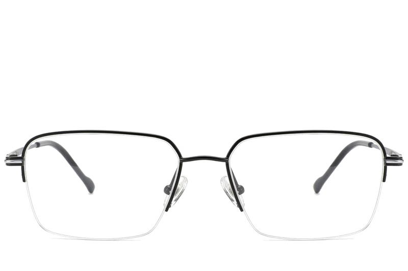 BS2012-1783_Black_Semi-rimless_Titanium_Glasses_corner-front