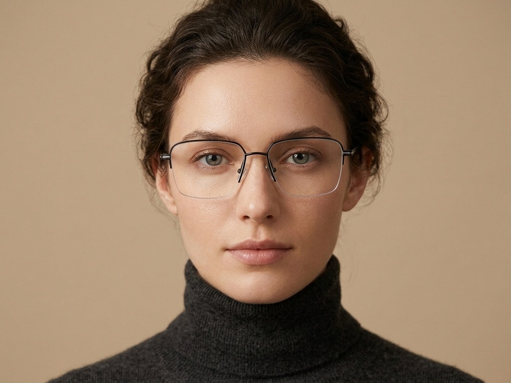 BS2012-1783_Black_Semi-rimless_Titanium_Glasses_corner-tryon_female