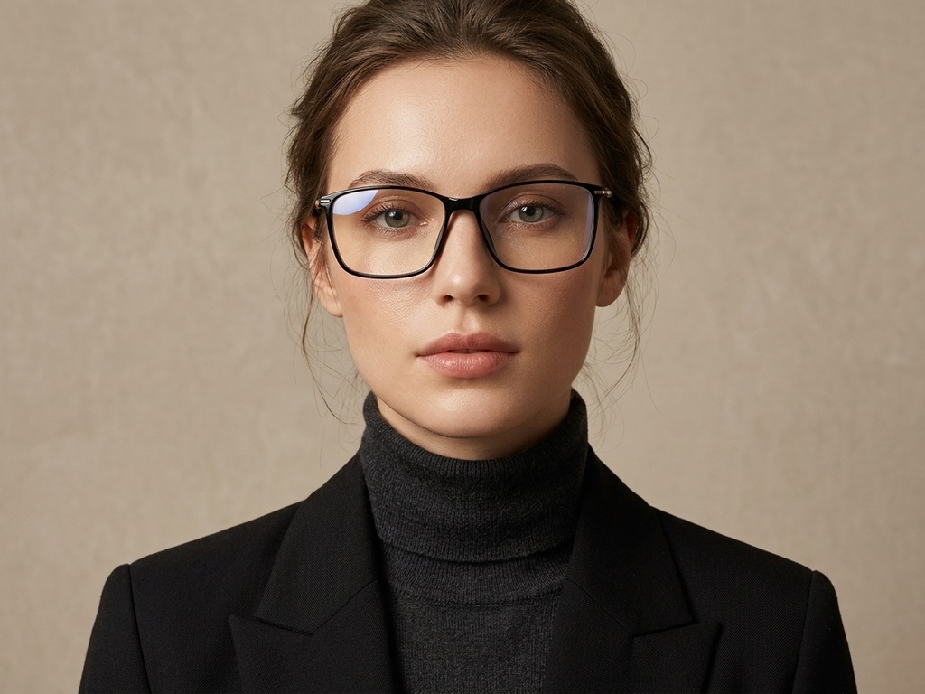 BS2012-1794_Black_Rectangular_Titanium_Glasses_corner-tryon_female